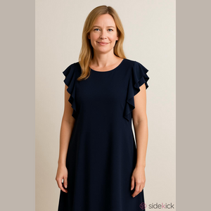 Midnight Blue Midi Ruffle Dress